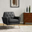 Johan Faux Leather Armchair With Metal Legs and Tufted Back-69986075