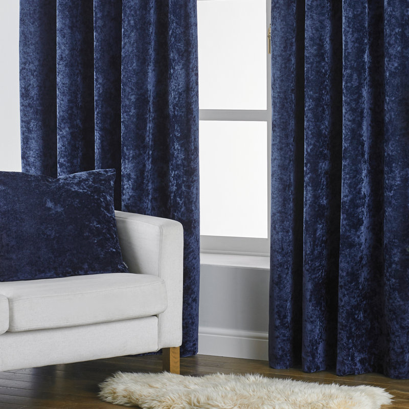 Elisha Crushed Velvet Thermal Eyelet Curtains, Blush, Width 168 x Drop 229cm