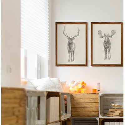 «Moose Study» par Antonyus Bunjamin (Abe), ensemble de 2 reproductions d'art sur toile
