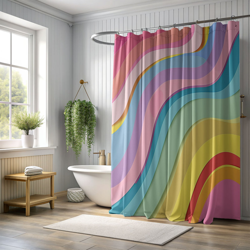 Rideaux de douche 1 pièce, H 74 po x l 71 po