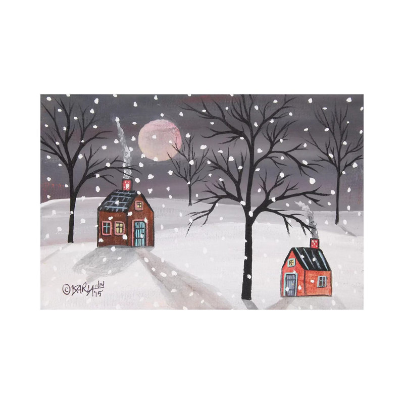 Snowy Night 1 Piece Wrapped Canvas Wall Art, 20.32cm H x 20.32cm W