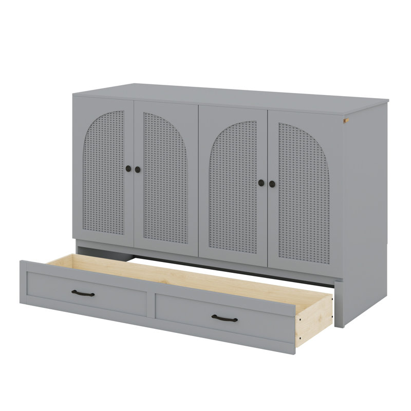 Lit escamotable avec rangement spacieux et grand tiroir, Gray