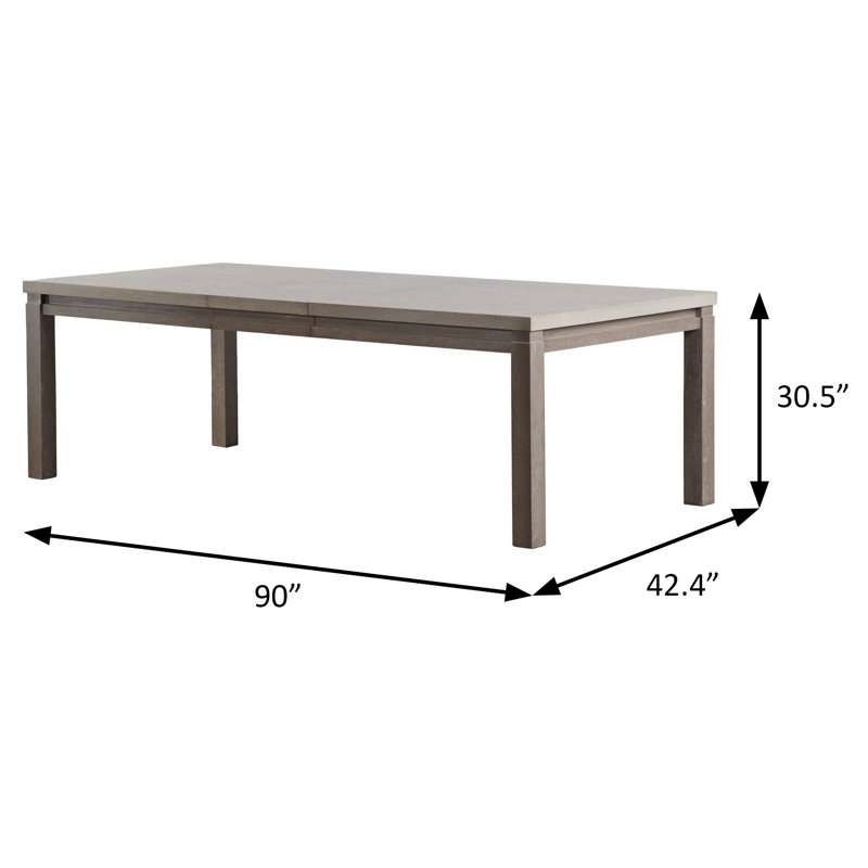 90" W Transitional Dining Table, Gray