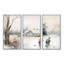 Enfants jouant au hockey en hiver II - ensemble d'art mural moderne sur toile-88085938-88085939