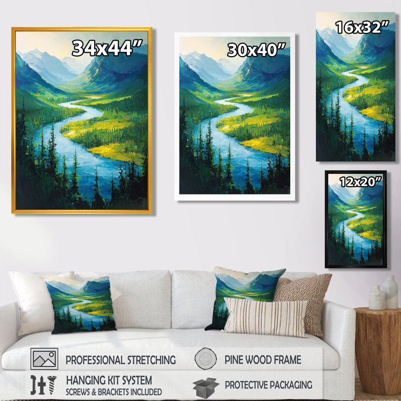 Mountain River Reflections In Rocky Mountains II - Paysages, art mural, salon, Impression d'un seul cadre photo, Doré