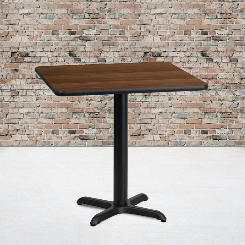 Laminate Table Top with Table Height Base, Walnut, 24" L x 24" W, Standard Height (31.13" Height)