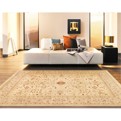 One-of-a-Kind 9'3" x 12'2" New Age Rectangle Wool Area Rug in Ivory