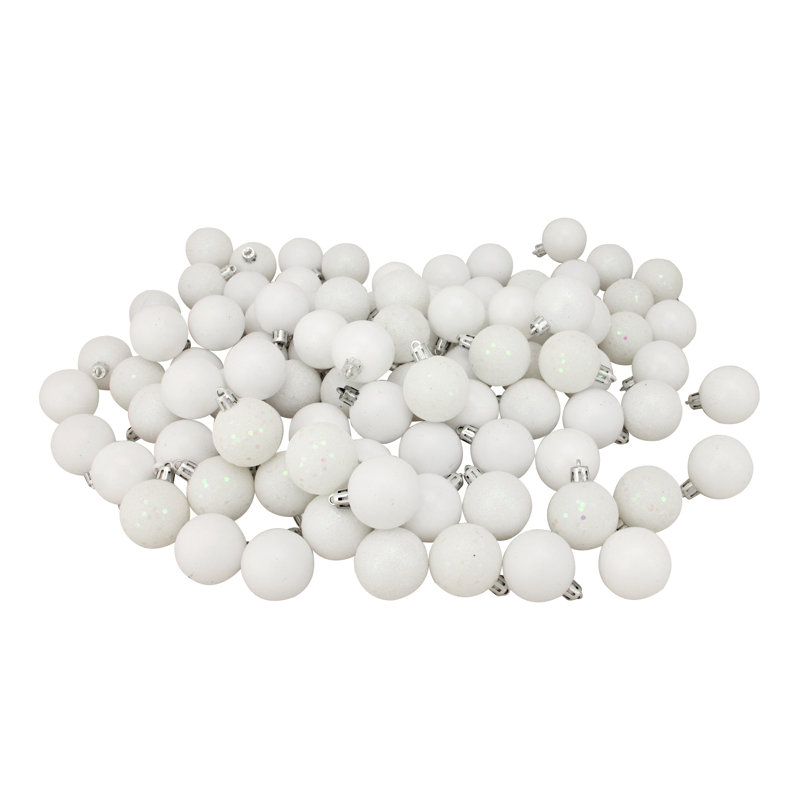 9Shatterproof 4-Finish Christmas Ball Ornament, Winter White