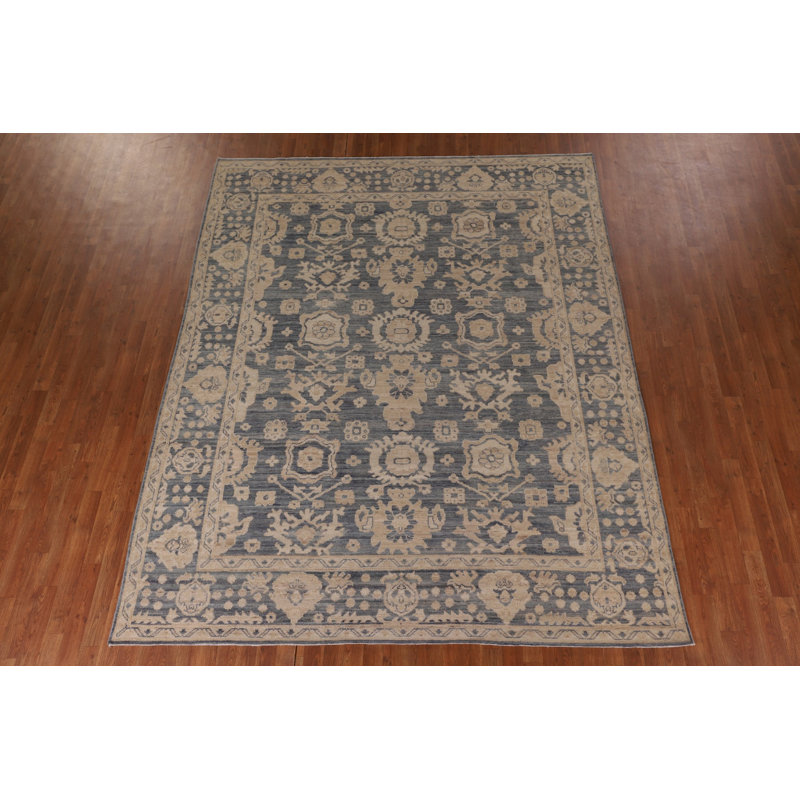 Tapis bleu teint à la main Oushak