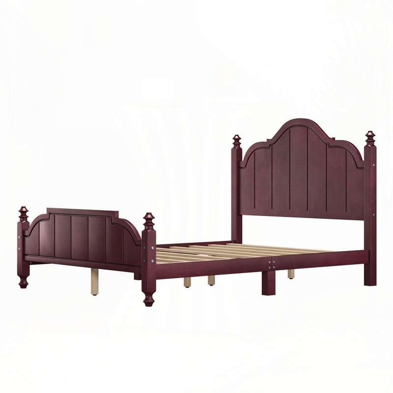 Caldera Vintage Wooden Platform Bed With Tall Headboard And Slats Support, Queen, Espresso