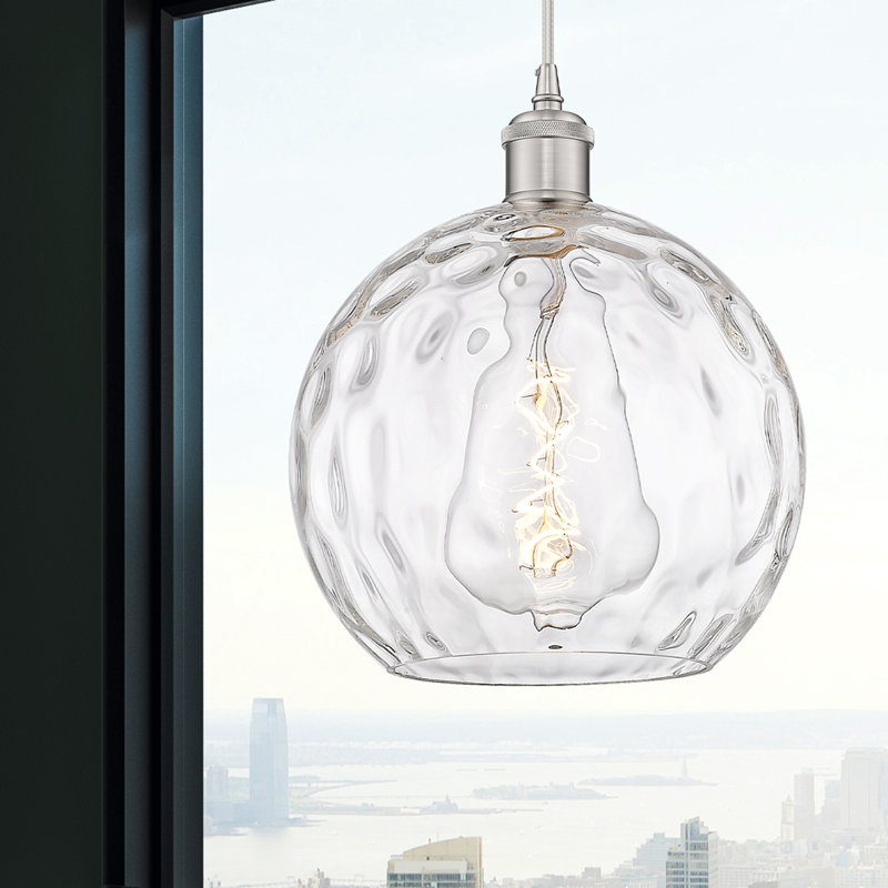 Luminaire suspendu sphère 1 lumière Roxane, H 13 po x l 10 po x P 10 po, Ampoule non incluse, Argent argent