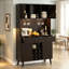 Armoire de cuisine avec prise électrique, lumière DEL et rangement pour bouteilles de vin-869930222