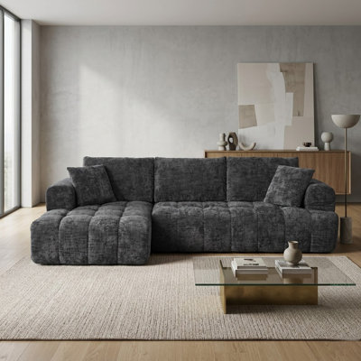 Boneless Sofa, Chenille L-Shaped Modular Sectional Couch