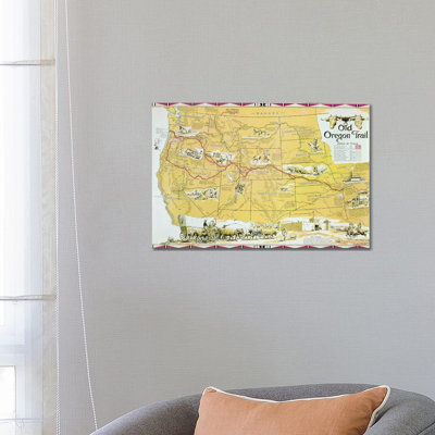 Map Of The Old Oregon Trail by American School - Wrapped Canvas Painting
