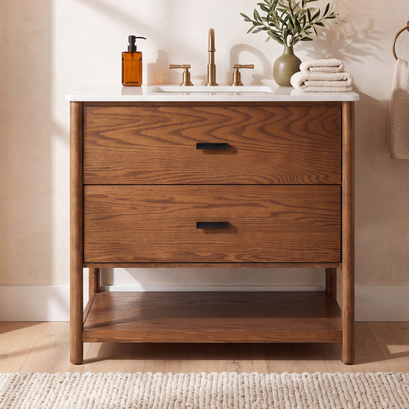 Jaylessa 36" Single Vanity, Medium Oak