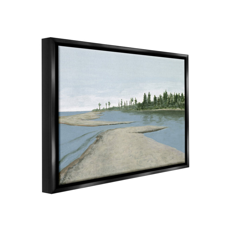 «Lake Waterfront Scenery Floater Frame» par Michael Willett sur, H 17 po x l 21 po, Cadre flottant noir de jais