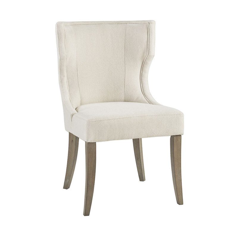 Chaise rembourrée à oreilles, Gris, Crème