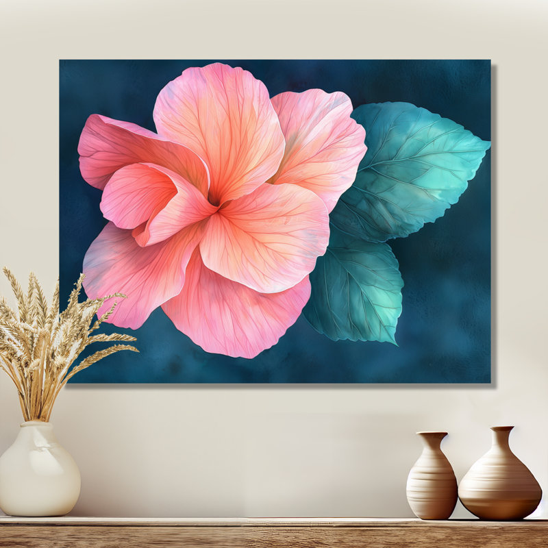 Aura éternelle de fleurs de bégonia II - géraniums, impression métallique traditionnelle, H 30 po x l 40 po x P 0,84 po