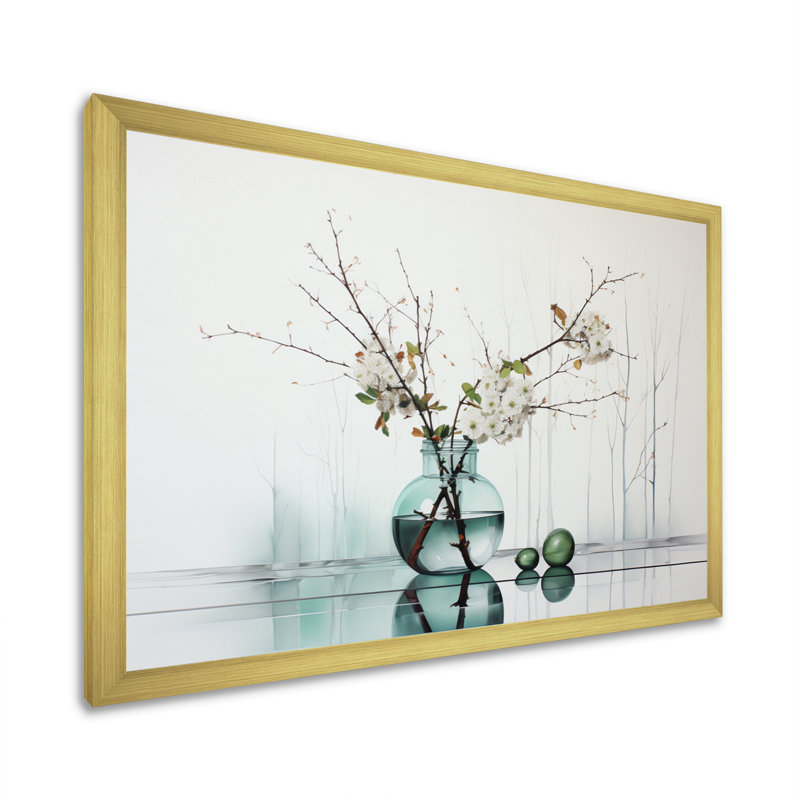 Reflections and Simplicity Vase II sur toile, H 24 po x l 32 po x P 1 po, Cadre doré à une seule photo