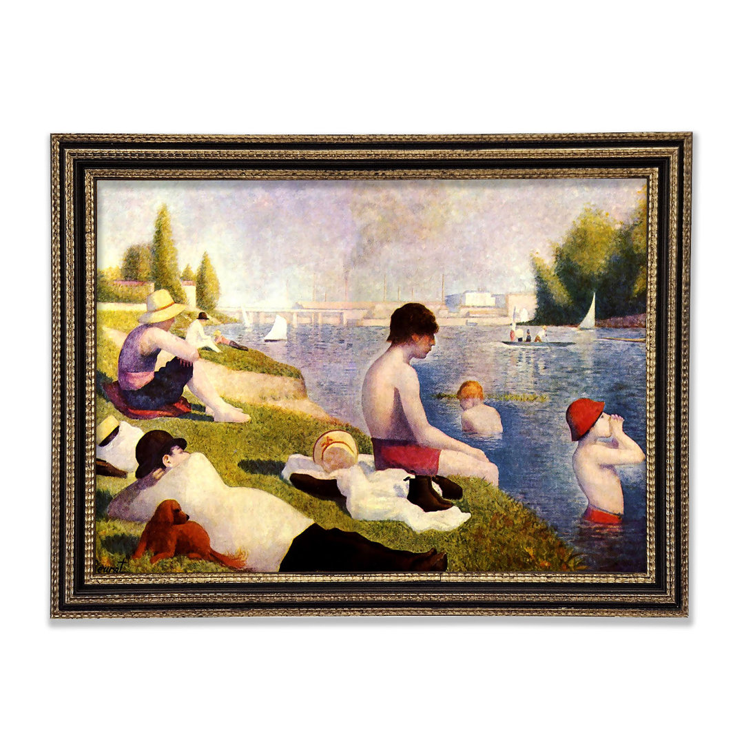 Seurat Ein Schwimmbad in Asnie`Re Gerahmter Druck