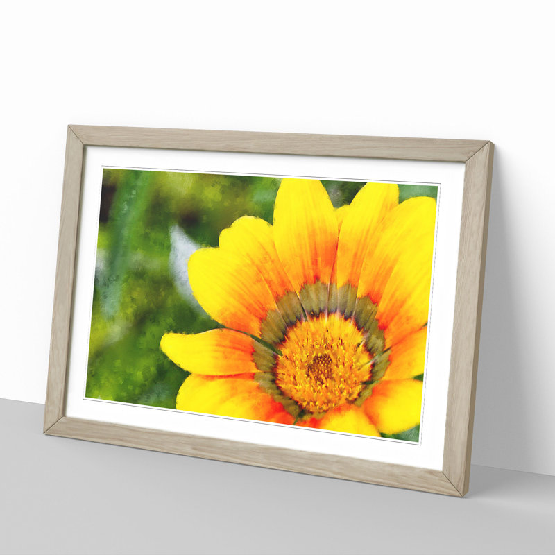 Bright Yellow Flower - Framed Print, 48cm H x 65cm W x 2cm D, Oak