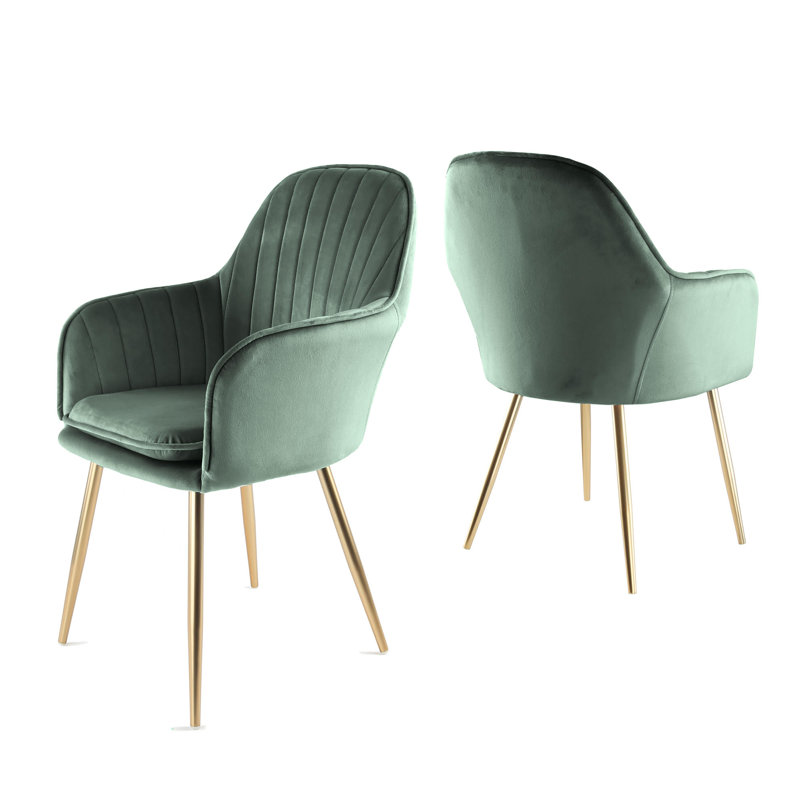 Pugliese Velvet Armchair, Gold, Dark Green