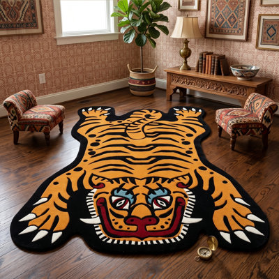 Tapis tibétain tigre 7 pi x 10 pi