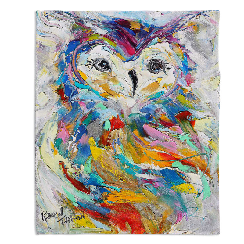 Couverture sherpa douce hibou fantaisie, l 68 po x L 80 po