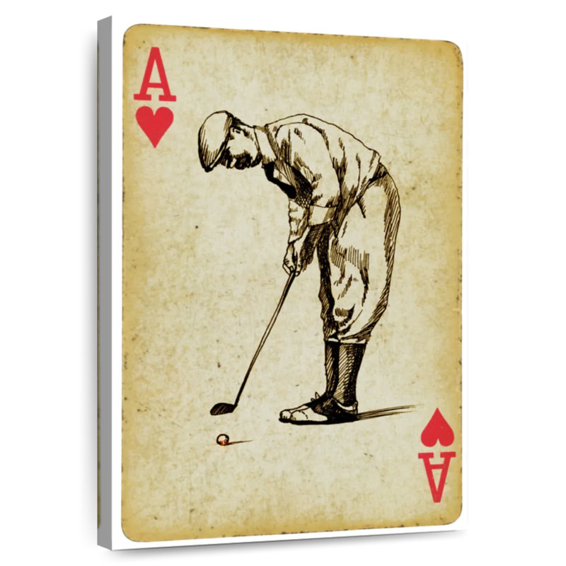 Ace sur des cœurs jouant au golf, H 24 po x l 16 po