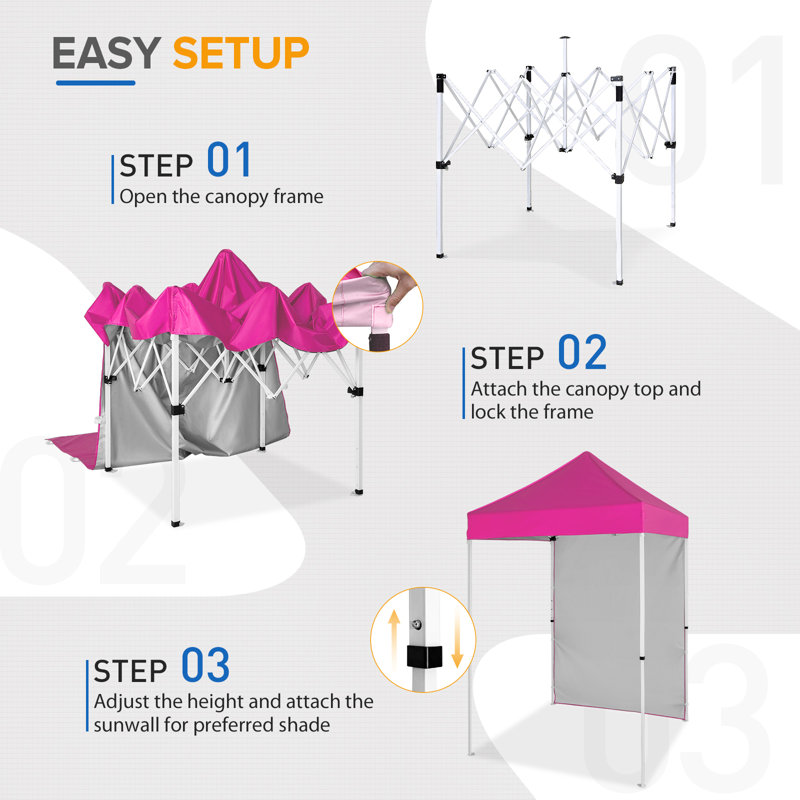 Pink Outdoor Portable Canopy Tent with Removable Sunwall