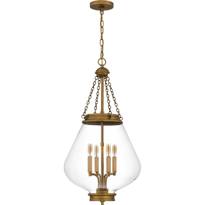 Wallace 4-Light Weathered Pendant, Brass
