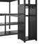Lit mezzanine double en métal avec bureau, escalier de rangement, petite armoire et lumière DEL