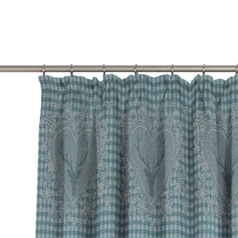 Devos Pencil Pleat Single Curtain, Opaque, 132cm Width x 145cm Drop, Blue/Grey