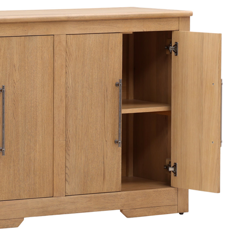 Humphrey's 86" Wide Pine Wood Sideboard, Black, Natural