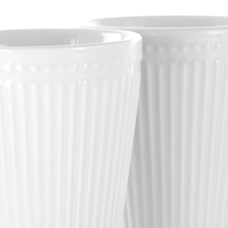 Madeline White Ridged Ceramic Mug Set, 12-Piece