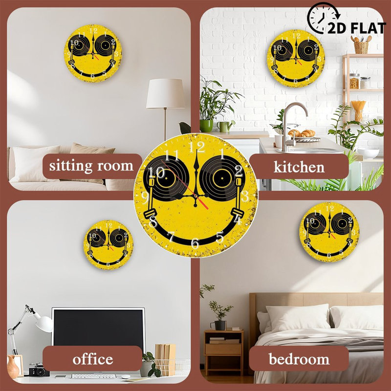 Horloge murale en bois 10 po, mouvement silencieux, à piles (piles AA non incluses), décor artistique, parfait pour les décorations