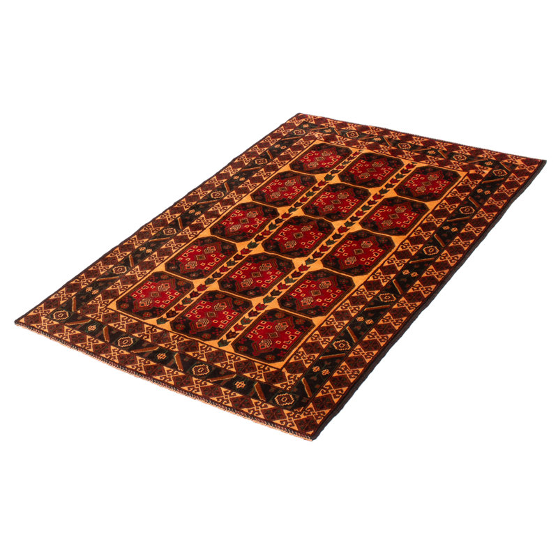 Teimani Beige, Red Rug 4'3" x 6'7"