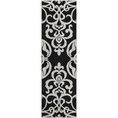 Premium Machine Washable Prisco Black Rug