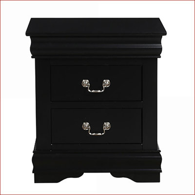 Black 2-Drawer Classic Nightstand - Louis Phillipe Collection
