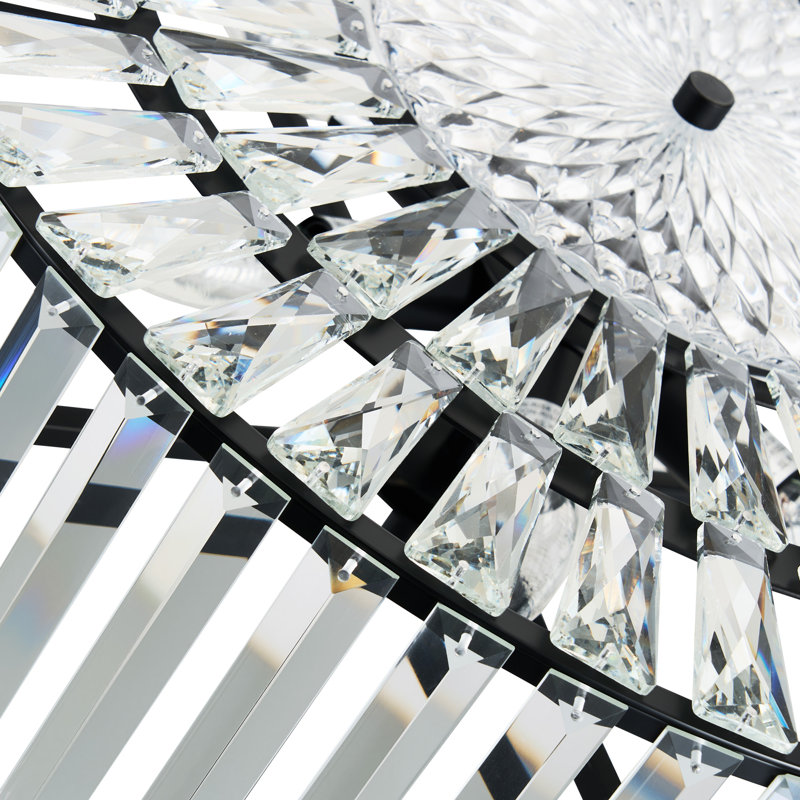 Plafonnier semi-encastré en cristal, Noir mat