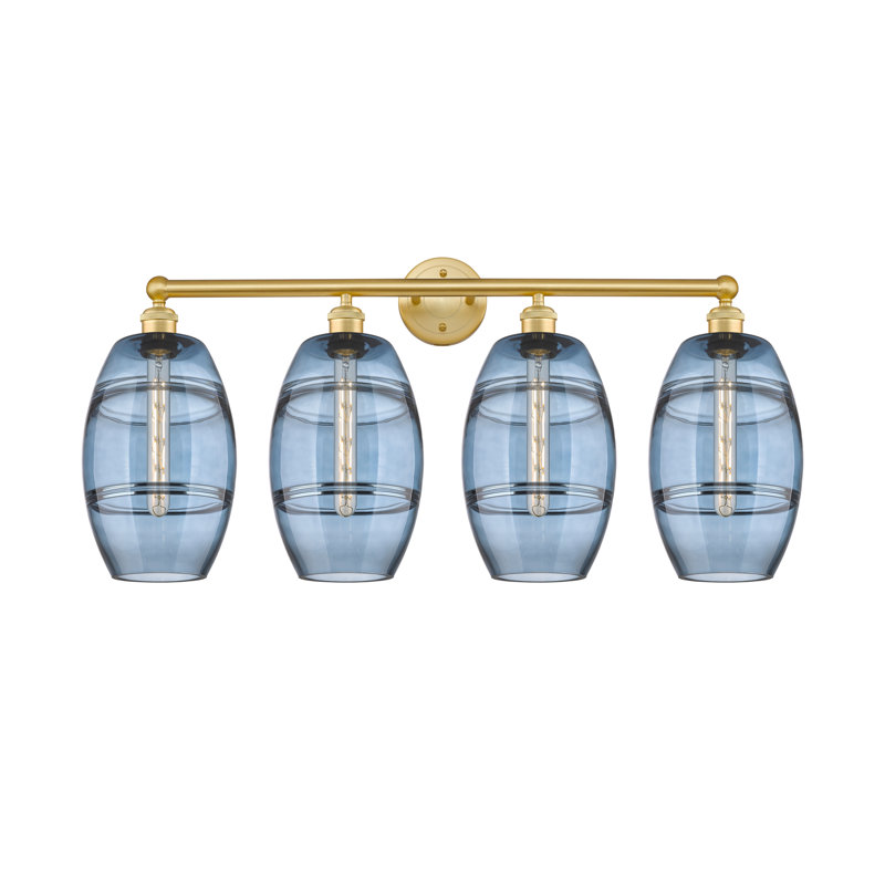 Dundrod 4 - Light Dimmable Vanity Light, Princess Blue, Satin Gold