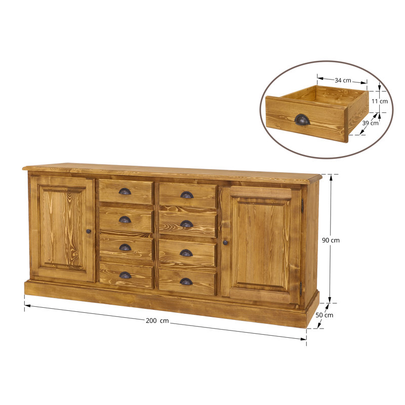 Hailley Solid Spruce Wood Sideboard