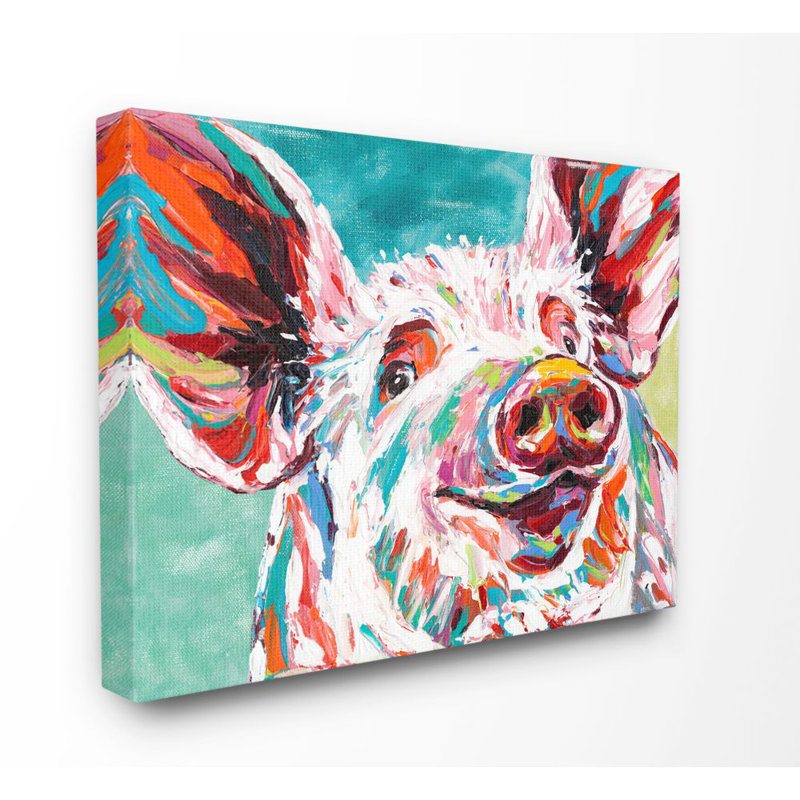 «Brightly Painted Pig», impression, H 16 po x l 20 po x P 1,5 po, Toile tendue