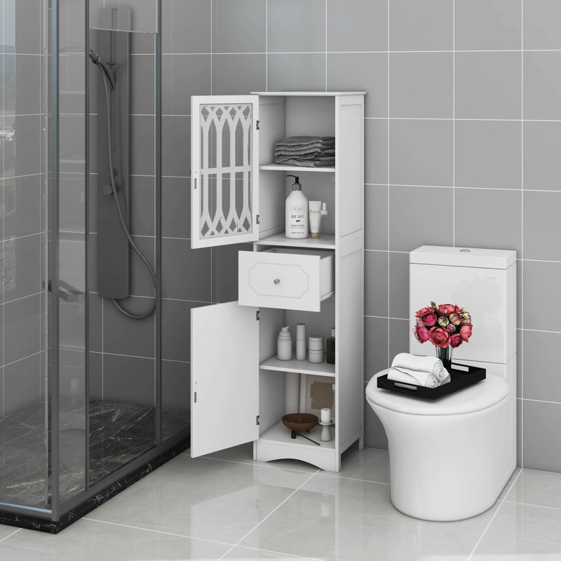 Armoire de rangement séparée pour la salle de bain avec tiroirs, porte en acrylique