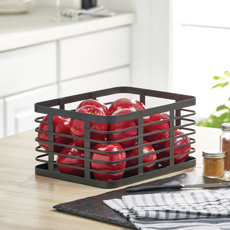 Metal Pantry Basket with Handles - Pantry Storage Baskets for Fruits and Vegetables - Set of 4, 54.9, Black