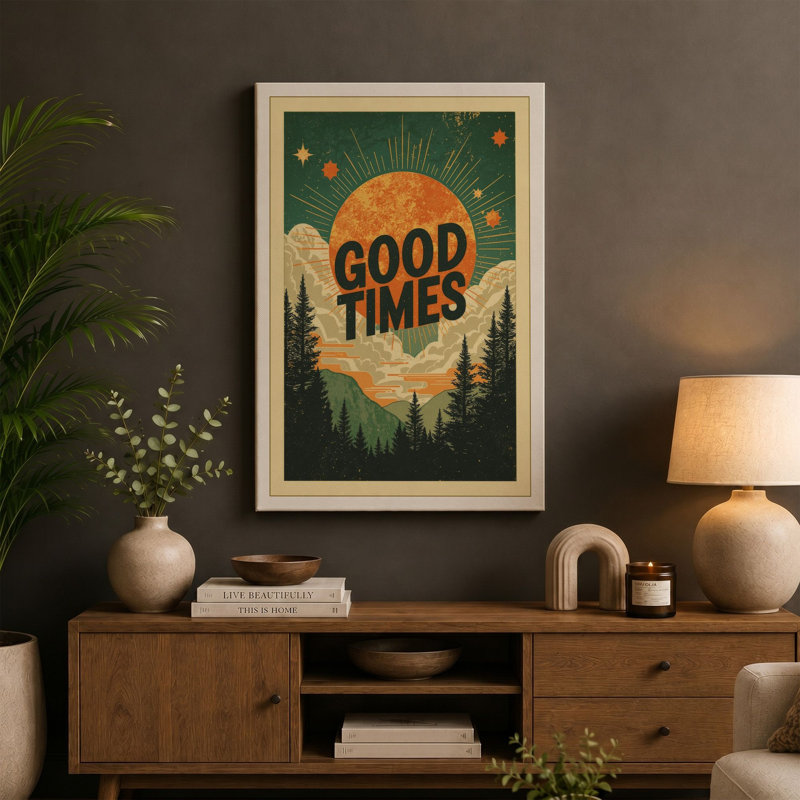 Good Times Retro - Wrapped Canvas, 30x20 - 76.2 x 50.8 cm, Terracotta Border