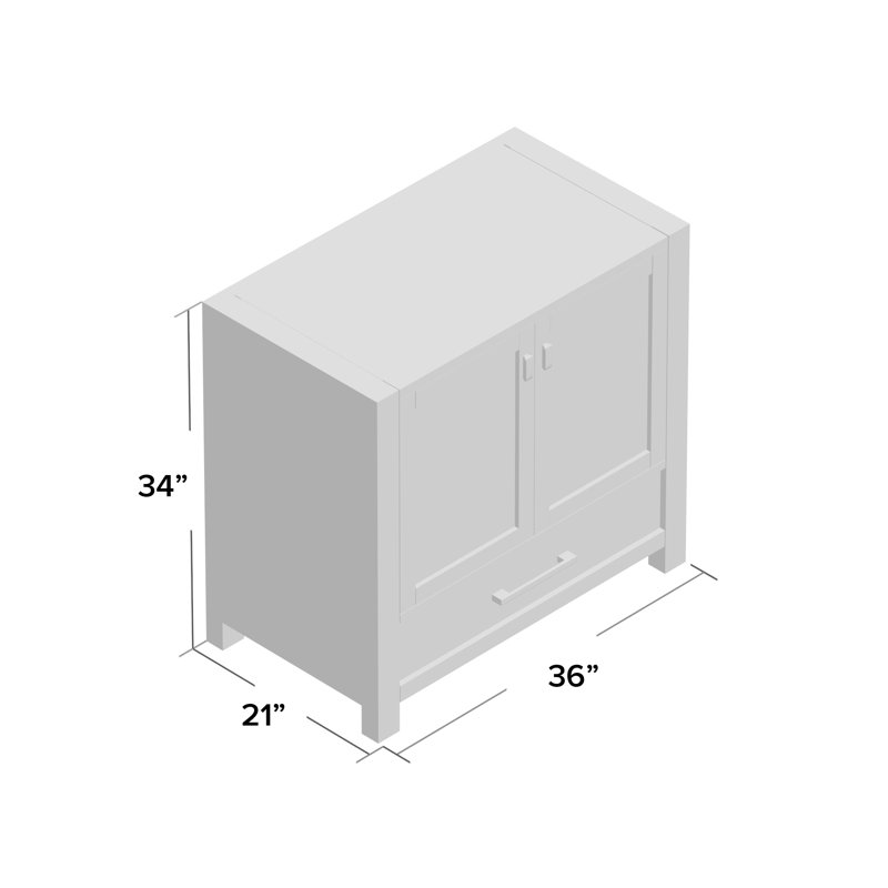 Souther 36" Single Bathroom Vanity Base Only, Chilled Grey
