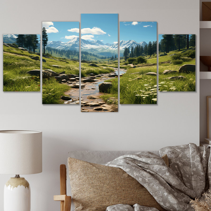 «USA Yosemite National Park Mountain», reproduction d'art sur toile - 5 panneaux