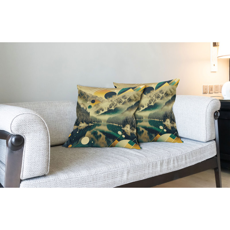 Ensemble de 2 housses de coussin Ambesonne Lake vert émeraude ambre pâle, H 18 po x l 18 po, Carré
