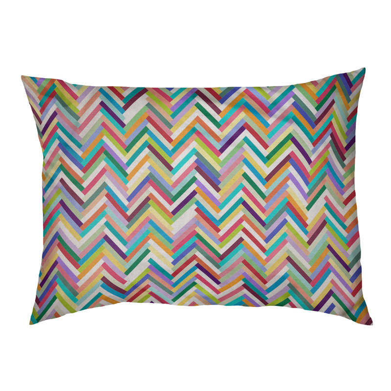 Coussin de lit pour chien chevrons Byrge, Petit (l 28 po x P 18 po x H 6 po), Arc-en-ciel, Polyester